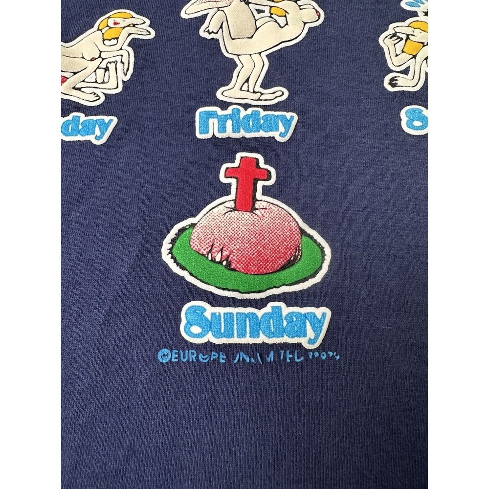 Vintage Mens Tshitr Calendar of vacations lo PRAGUE Europe 00' Streetwear Size S - Picture 3 of 8